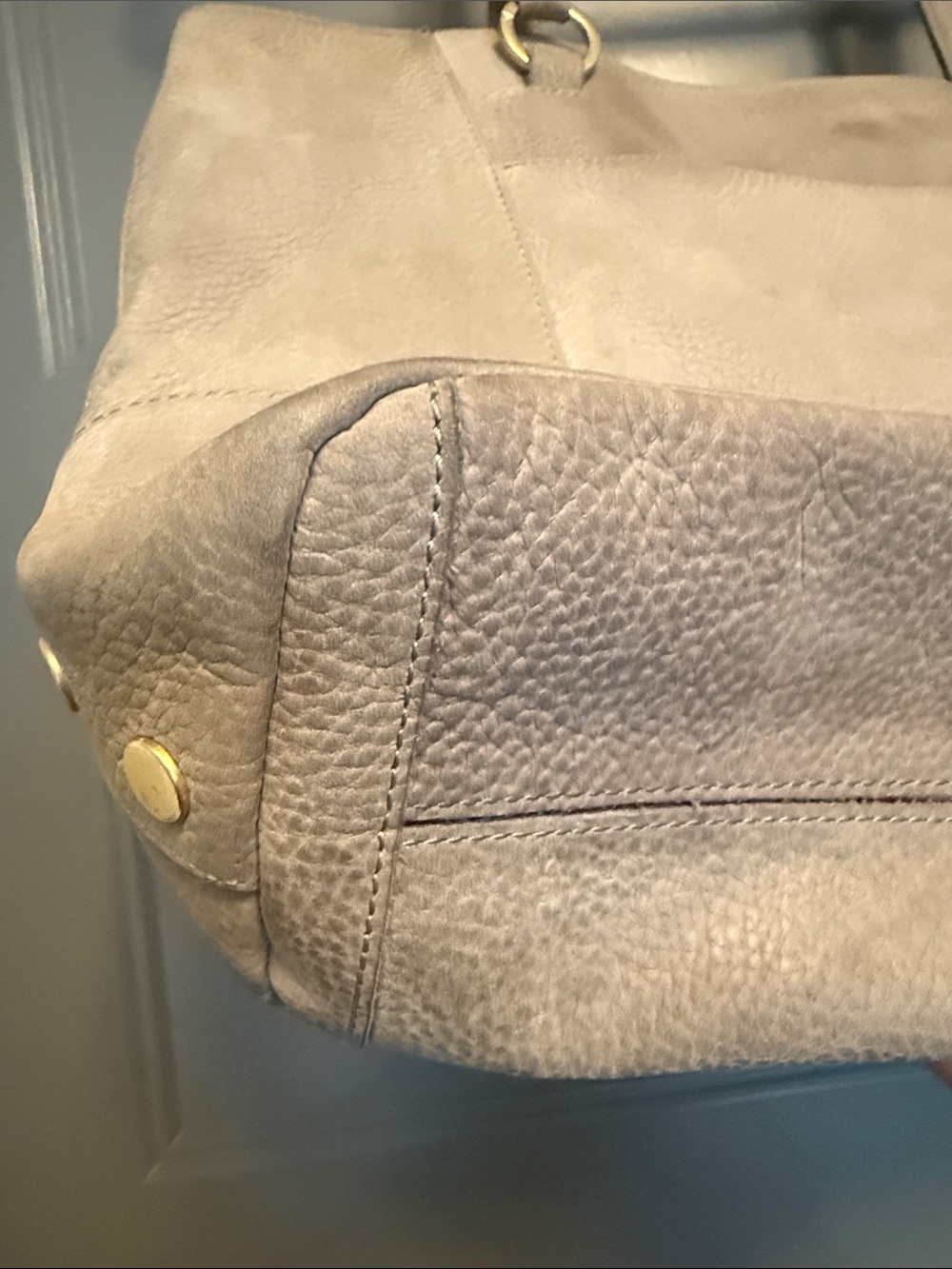 Hammitt Andersen Leather Tote Grey Natural with Gold Hardware - Picture 5 of 9